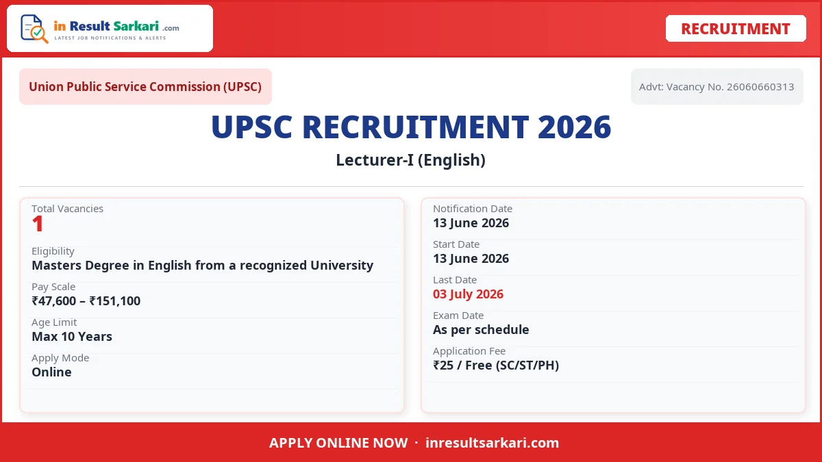 Upsc lecturer (english) recruitment 2026 online form - inresultsarkari. Com