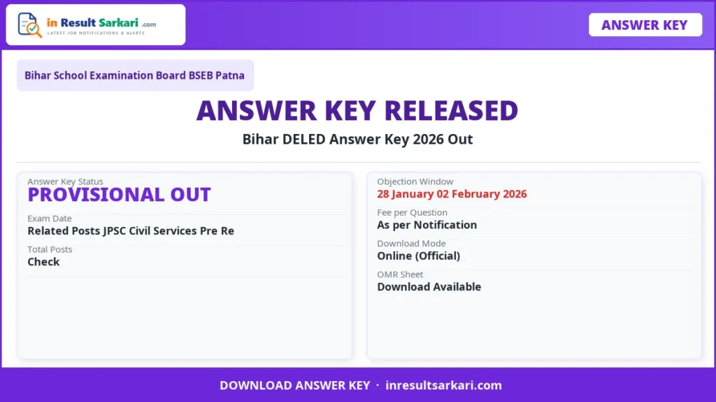 Bihar deled answer key 2026 – out