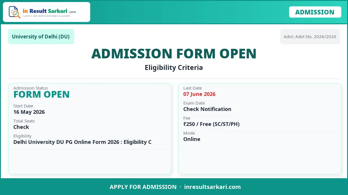Delhi university du pg online form 2026 - inresultsarkari. Com