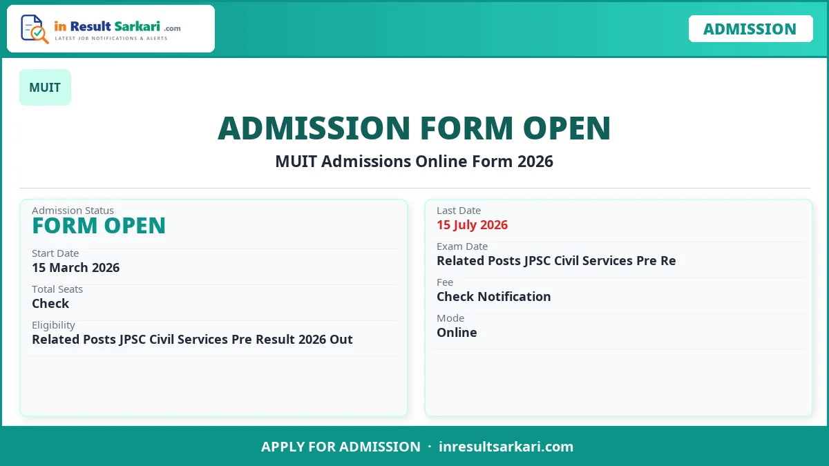 MUIT Admissions Online Form 2026