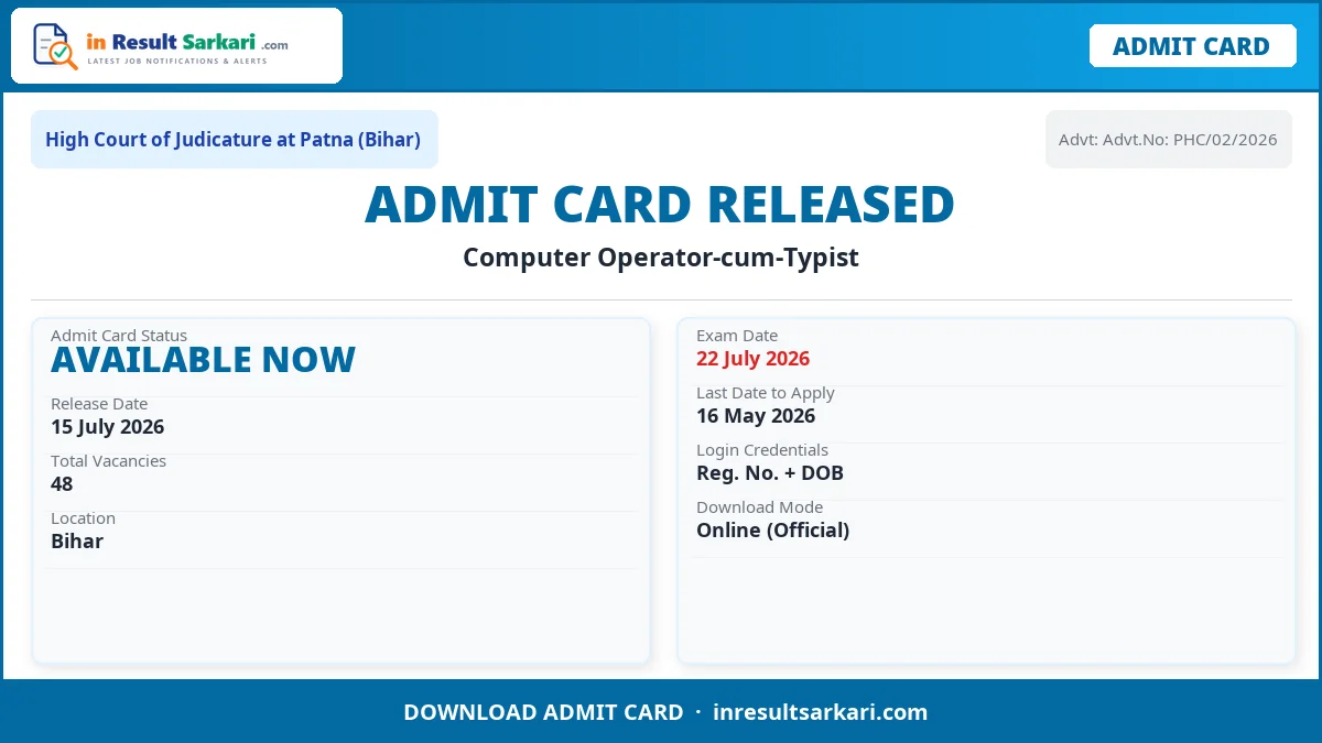 Patna High Court Computer Operator-Cum-Typist Answer Key 2026 – Out Patna high court computer operator-cum-typist answer key 2026 – out - inresultsarkari. Com