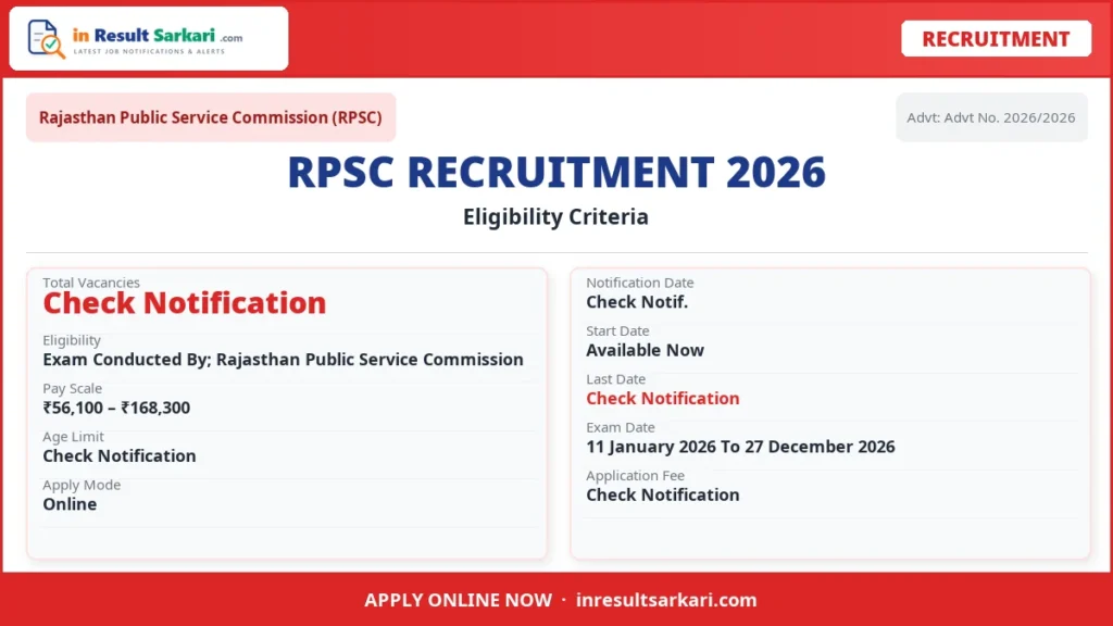 Rpsc exam recruitment 2026 – inresultsarkari. Com
