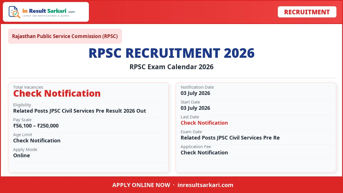 RPSC Exam Calendar 2026