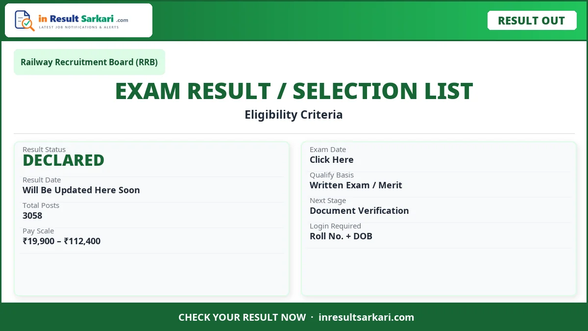 Rrb Ntpc 10+2 Ug Cbt-I Result 2026 – Soon Rrb ntpc 10+2 ug cbt-i result 2026 – soon - inresultsarkari. Com