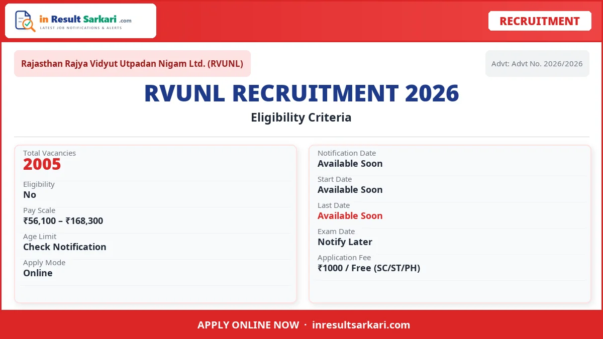 Rrvunl Je, Junior Assistant Online Form 2026 Rrvunl je, junior assistant online form 2026 - inresultsarkari. Com