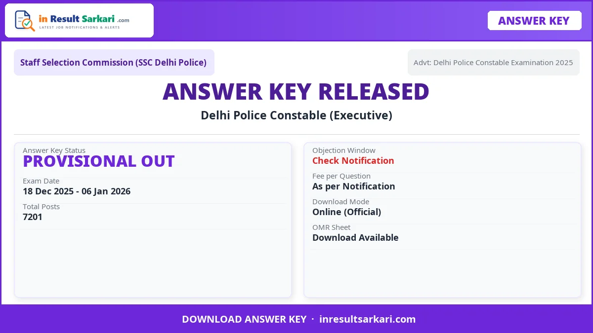 Ssc delhi police constable (executive) pe & mt notice 2026 - inresultsarkari. Com