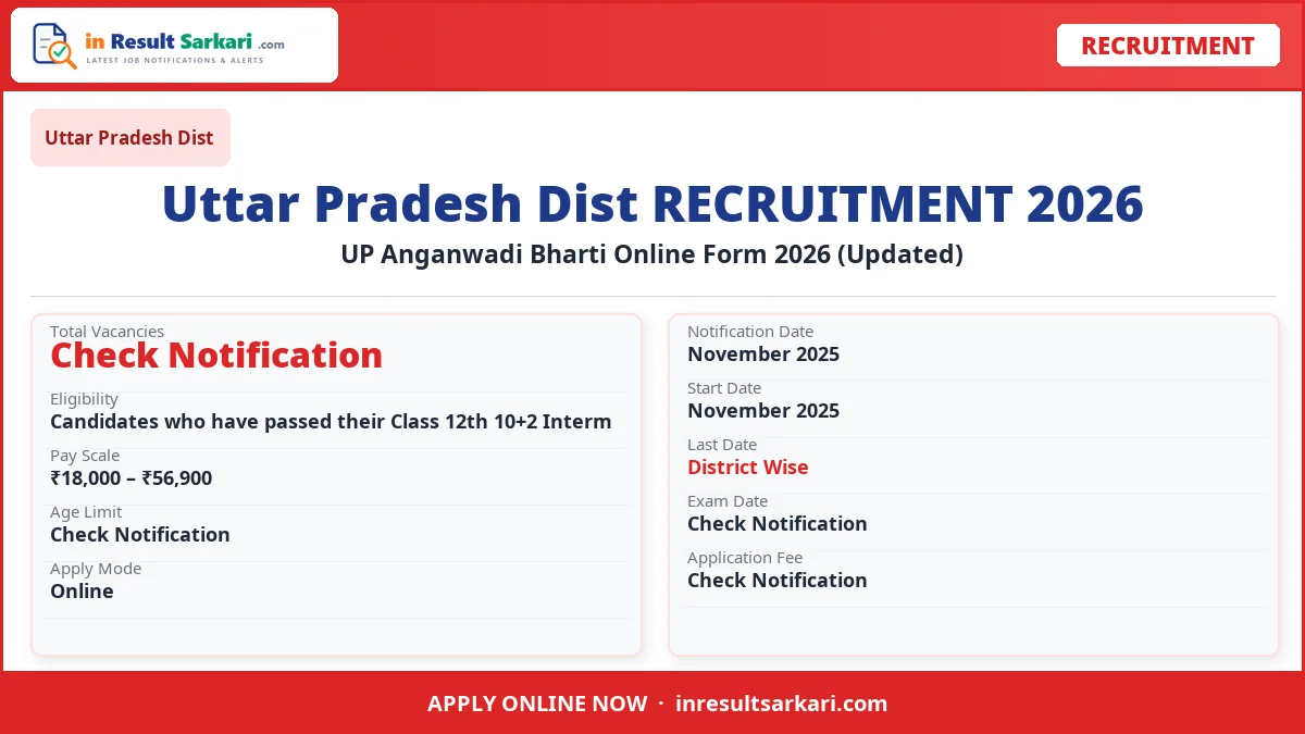 Up anganwadi bharti online form 2026 (updated) - inresultsarkari. Com