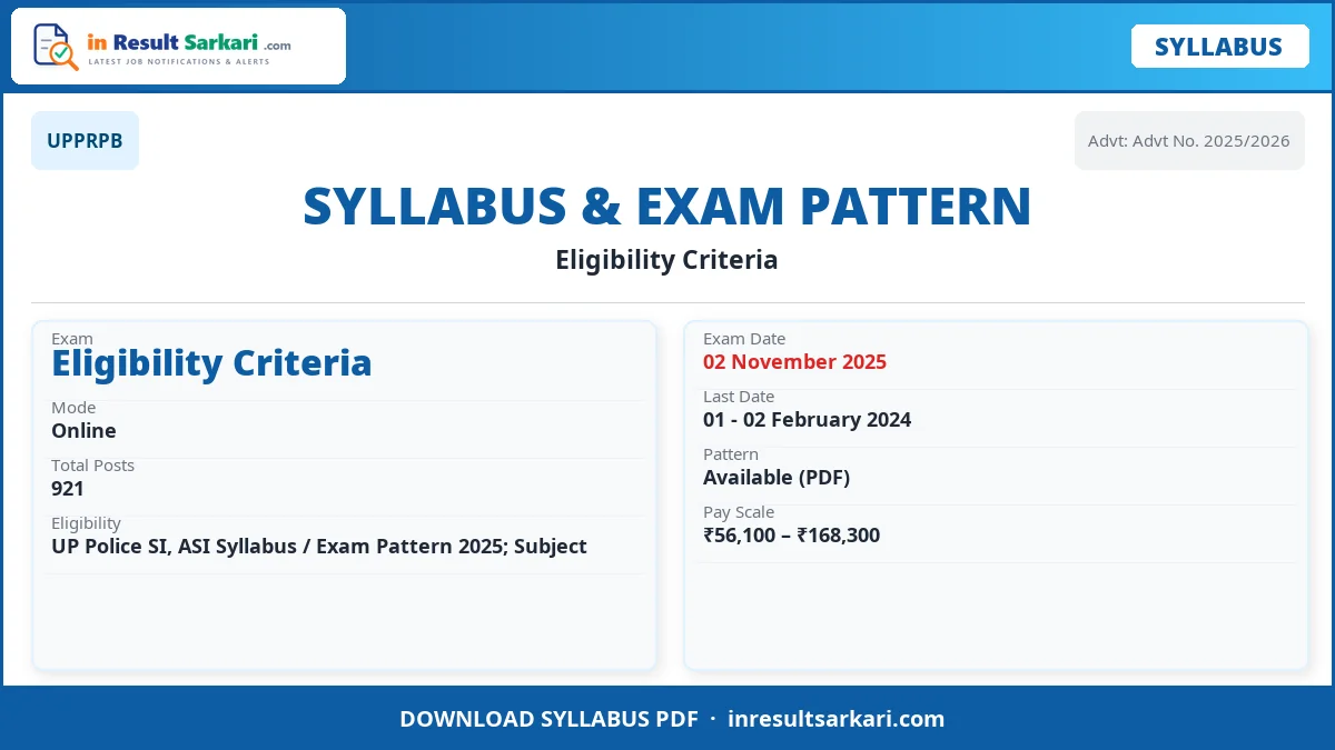 Up Police Si, Asi Syllabus / Exam Pattern 2025 – Out Up police si, asi syllabus / exam pattern 2025 – out - inresultsarkari. Com