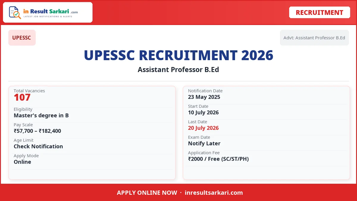 Upessc assistant professor b. Ed 2026 exam postponed - inresultsarkari. Com
