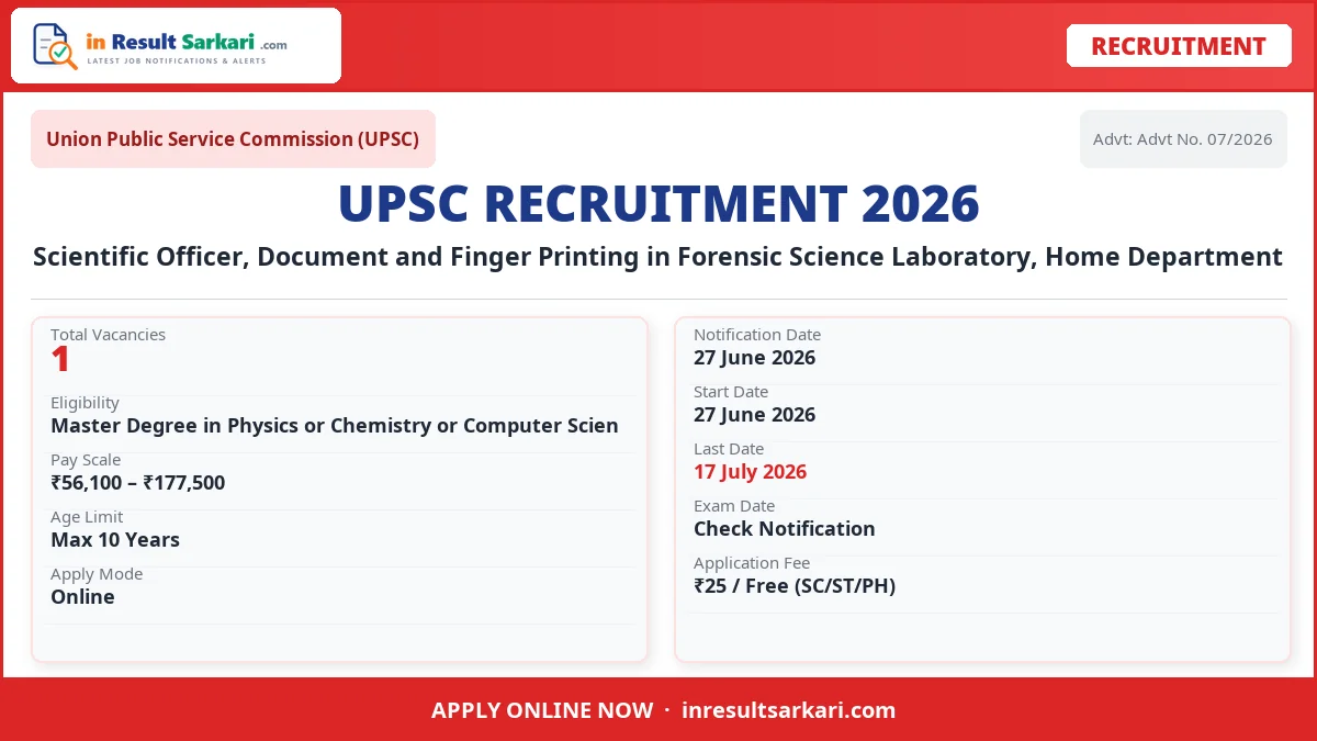UPSC Recruitment 2026 – inresultsarkari.com