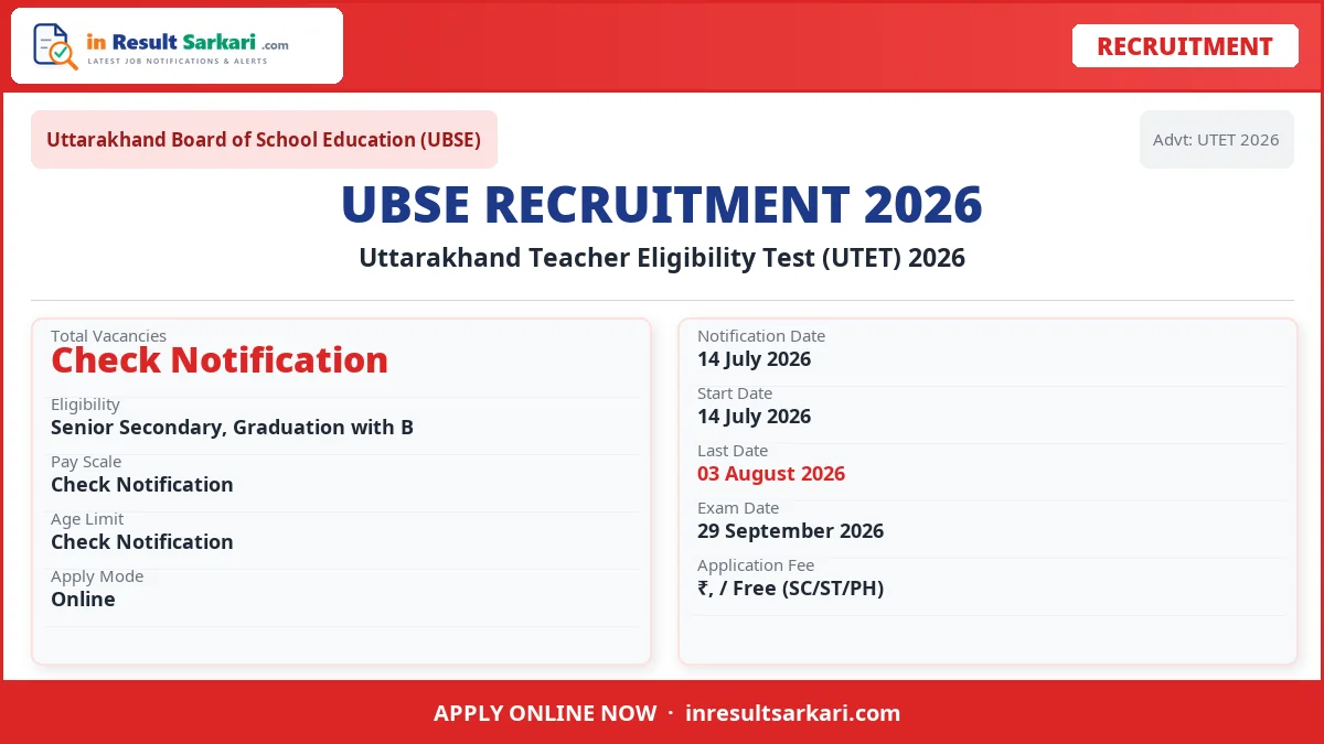 Uttarakhand tet utet online form 2026 - inresultsarkari. Com