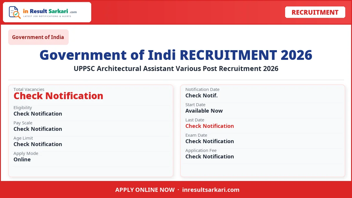 Uppsc architectural assistant various post online form 2026 – start - inresultsarkari. Com