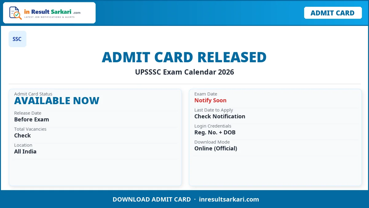 UPSSSC Exam Calendar 2026 - inresultsarkari.com