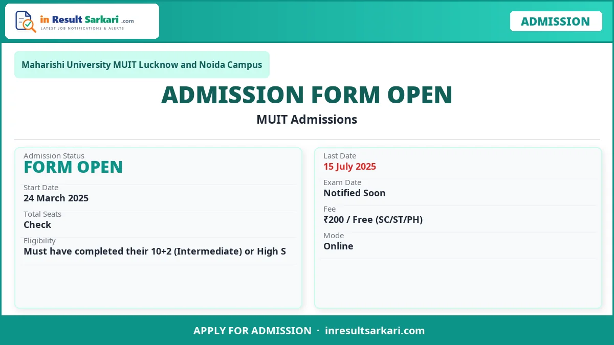 MUIT Admissions Online Form 2025 - inresultsarkari.com