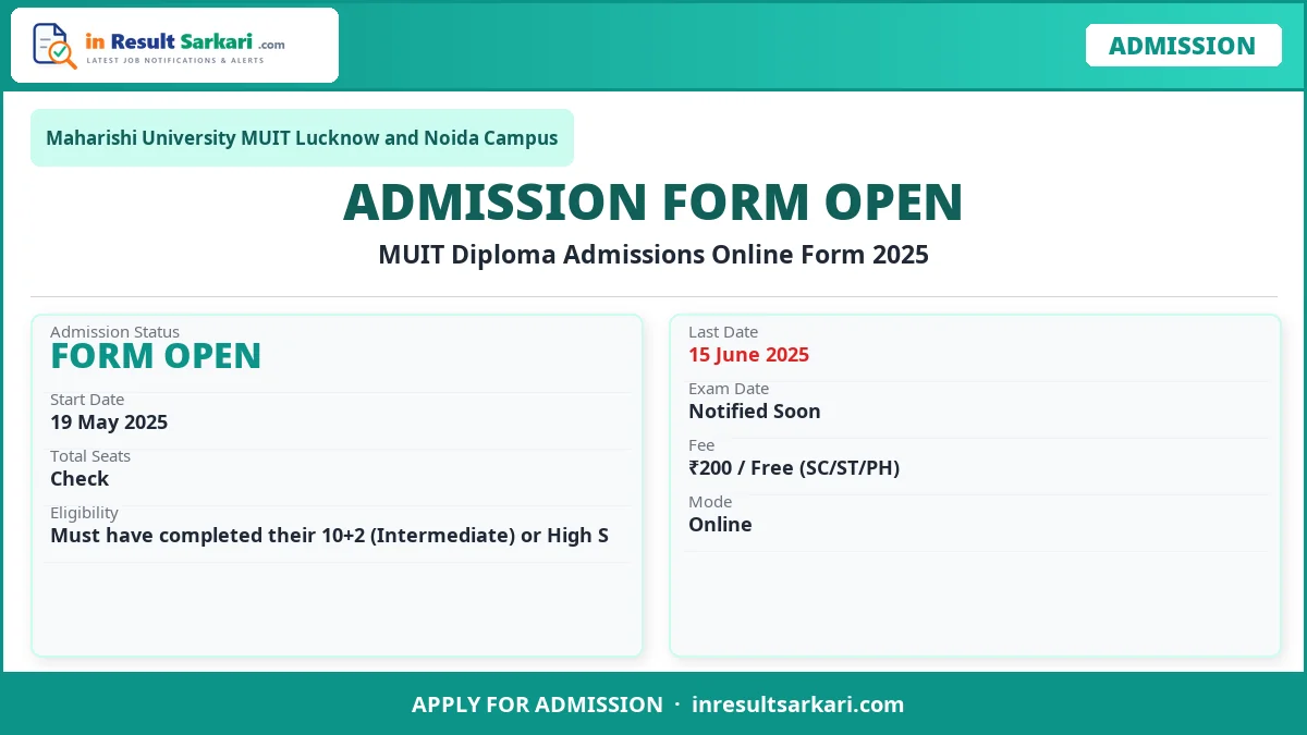 MUIT Diploma Admissions Online Form 2025 - inresultsarkari.com
