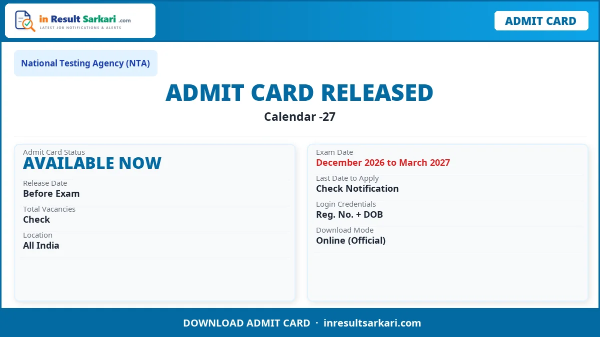 Nta Exam Calendar 2026-27 Nta exam calendar 2026-27 - inresultsarkari. Com