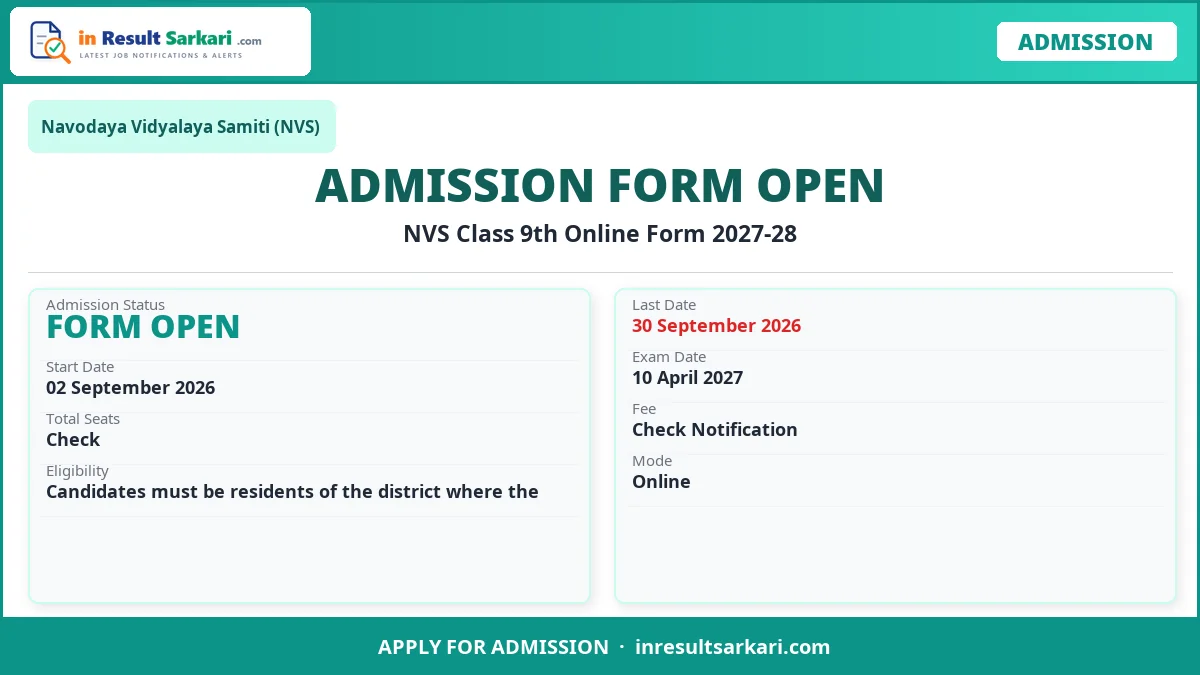 Nvs Class 9Th Online Form 2027-28 Nvs class 9th online form 2027-28 - inresultsarkari. Com
