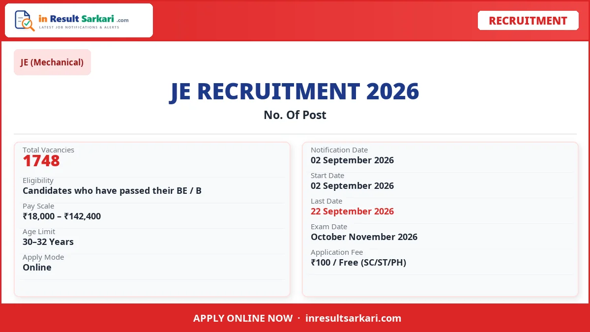 Ssc junior engineer je exam date 2026 - inresultsarkari. Com